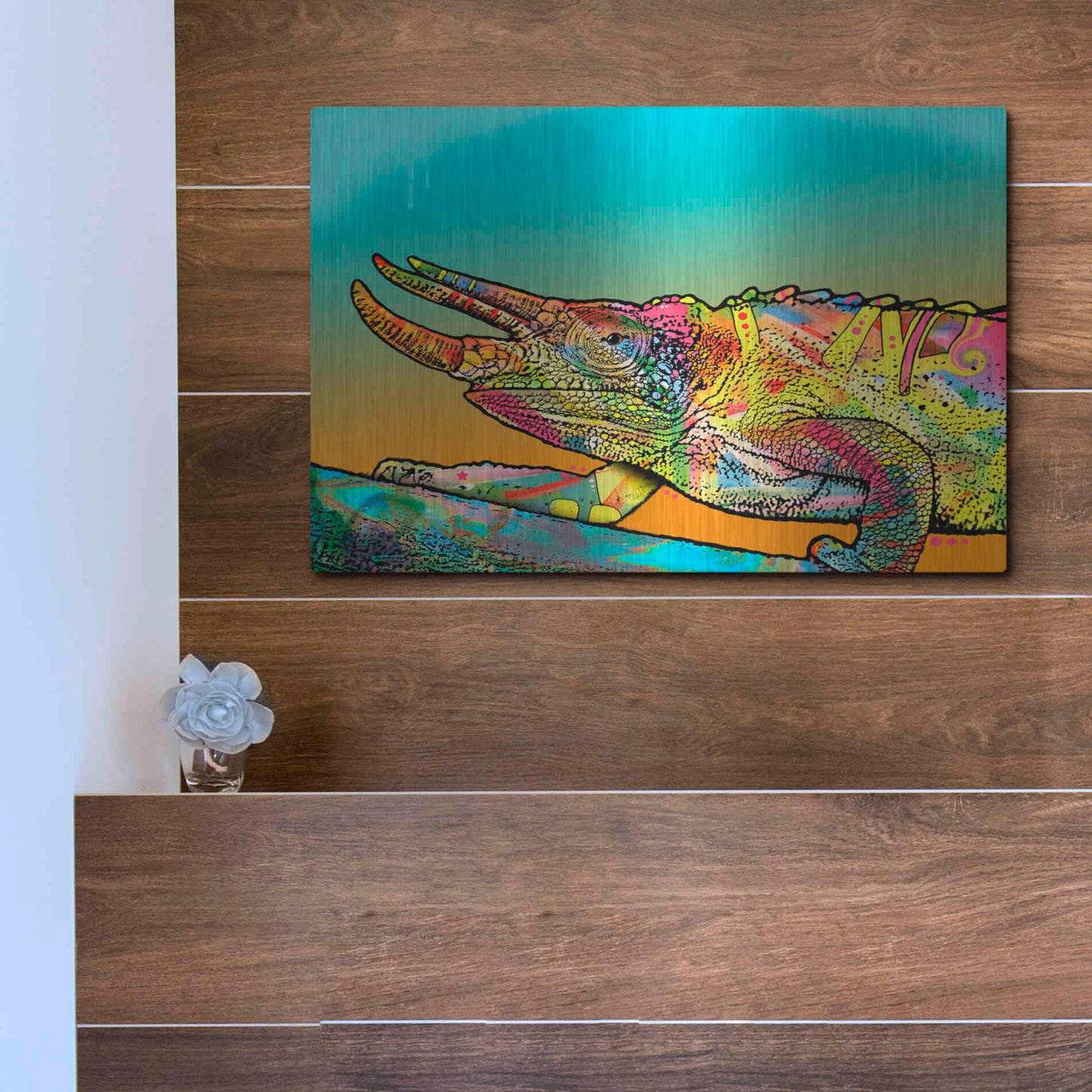 Luxe Metal Art 'Chameleon' by Dean Russo, Metal Wall Art,16x12