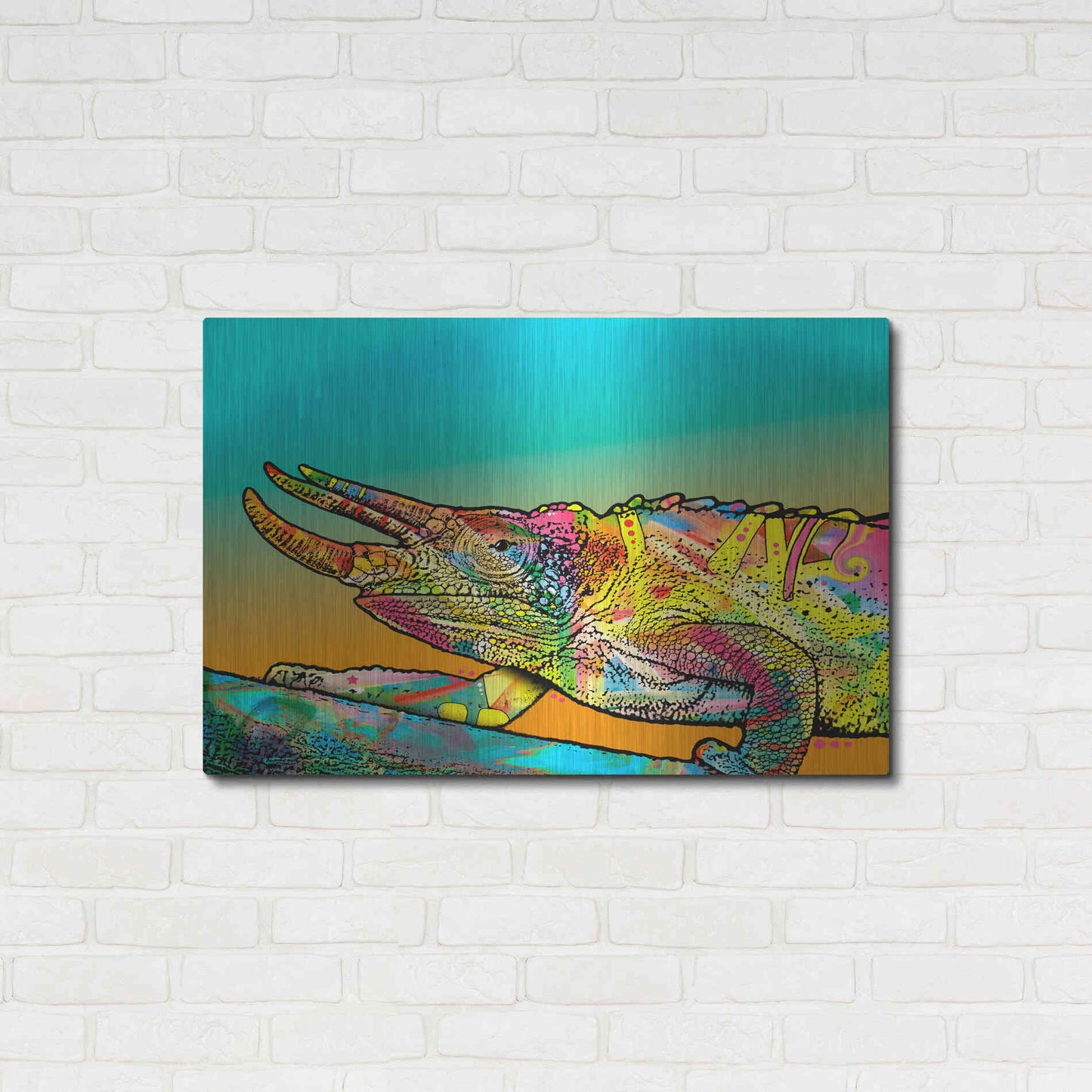 Luxe Metal Art 'Chameleon' by Dean Russo, Metal Wall Art,36x24