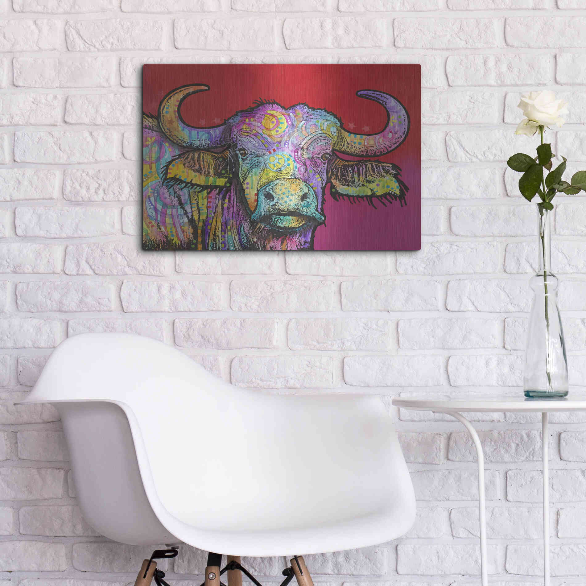 Luxe Metal Art 'Wildebeest' by Dean Russo, Metal Wall Art,24x16