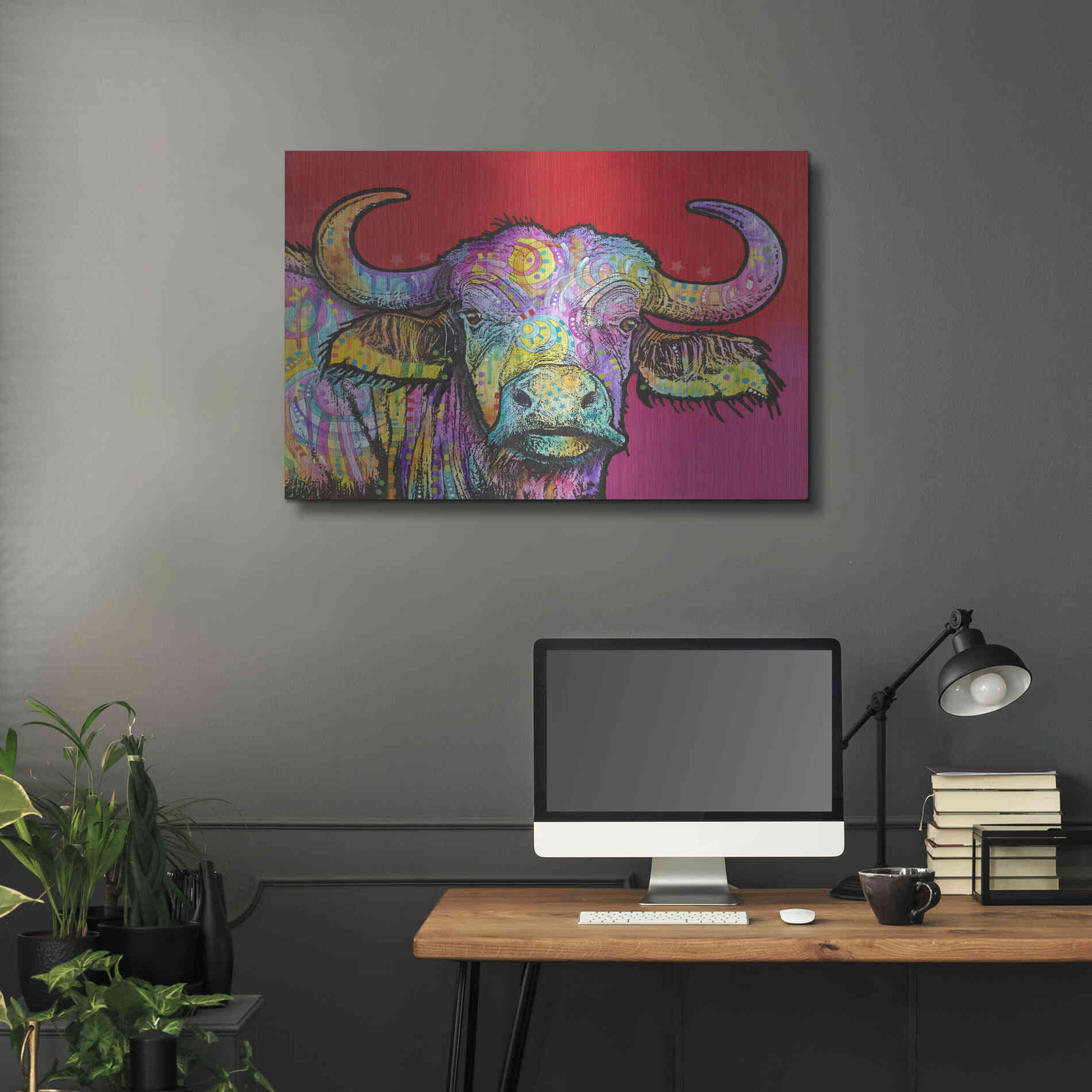 Luxe Metal Art 'Wildebeest' by Dean Russo, Metal Wall Art,36x24