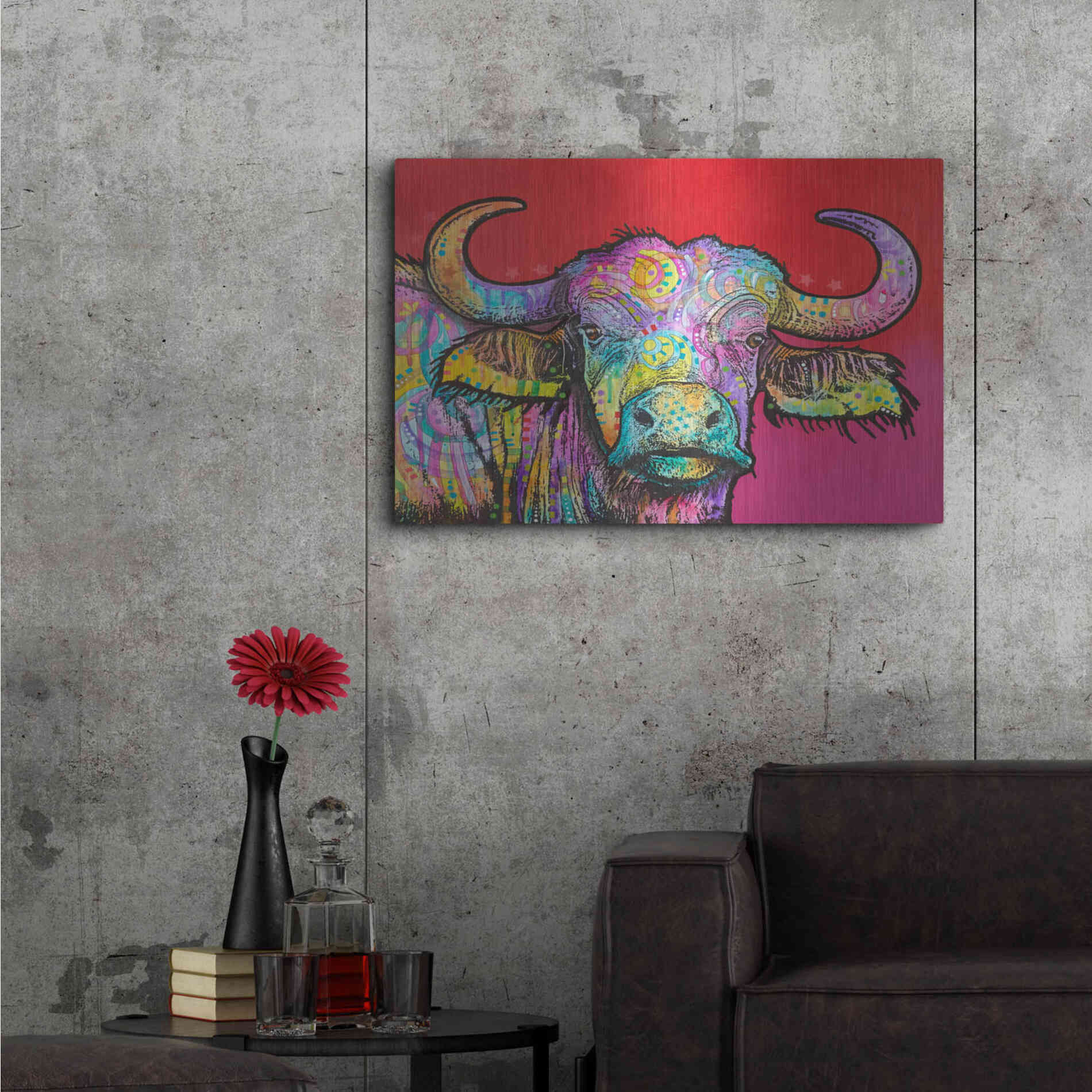 Luxe Metal Art 'Wildebeest' by Dean Russo, Metal Wall Art,36x24