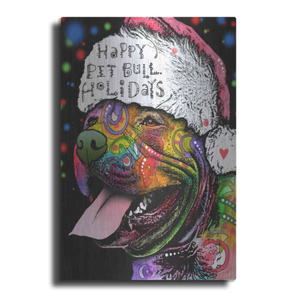 Luxe Metal Art 'Christmas Pitbull' by Dean Russo, Metal Wall Art