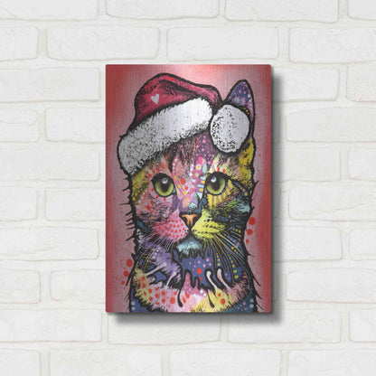 Luxe Metal Art 'Christmas Cat' by Dean Russo, Metal Wall Art,12x16