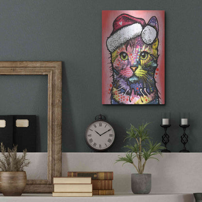 Luxe Metal Art 'Christmas Cat' by Dean Russo, Metal Wall Art,12x16