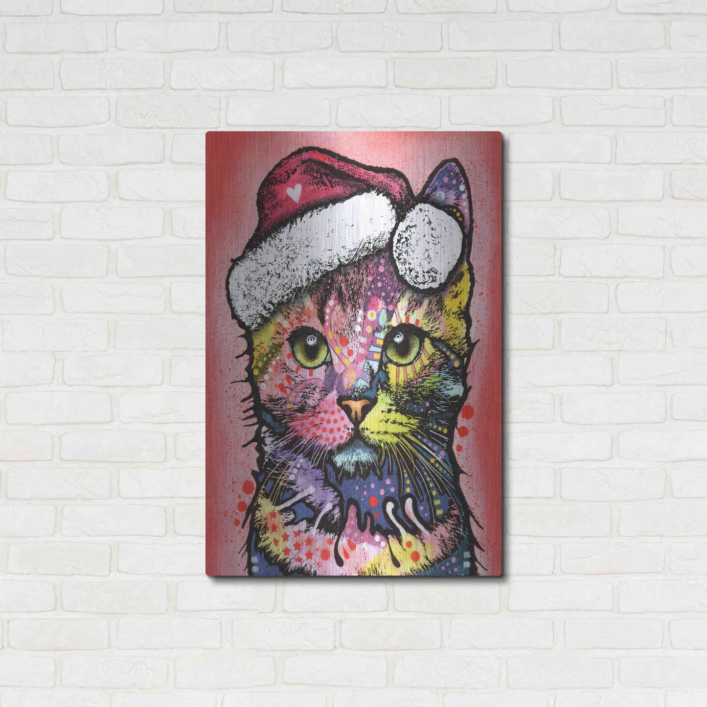 Luxe Metal Art 'Christmas Cat' by Dean Russo, Metal Wall Art,24x36