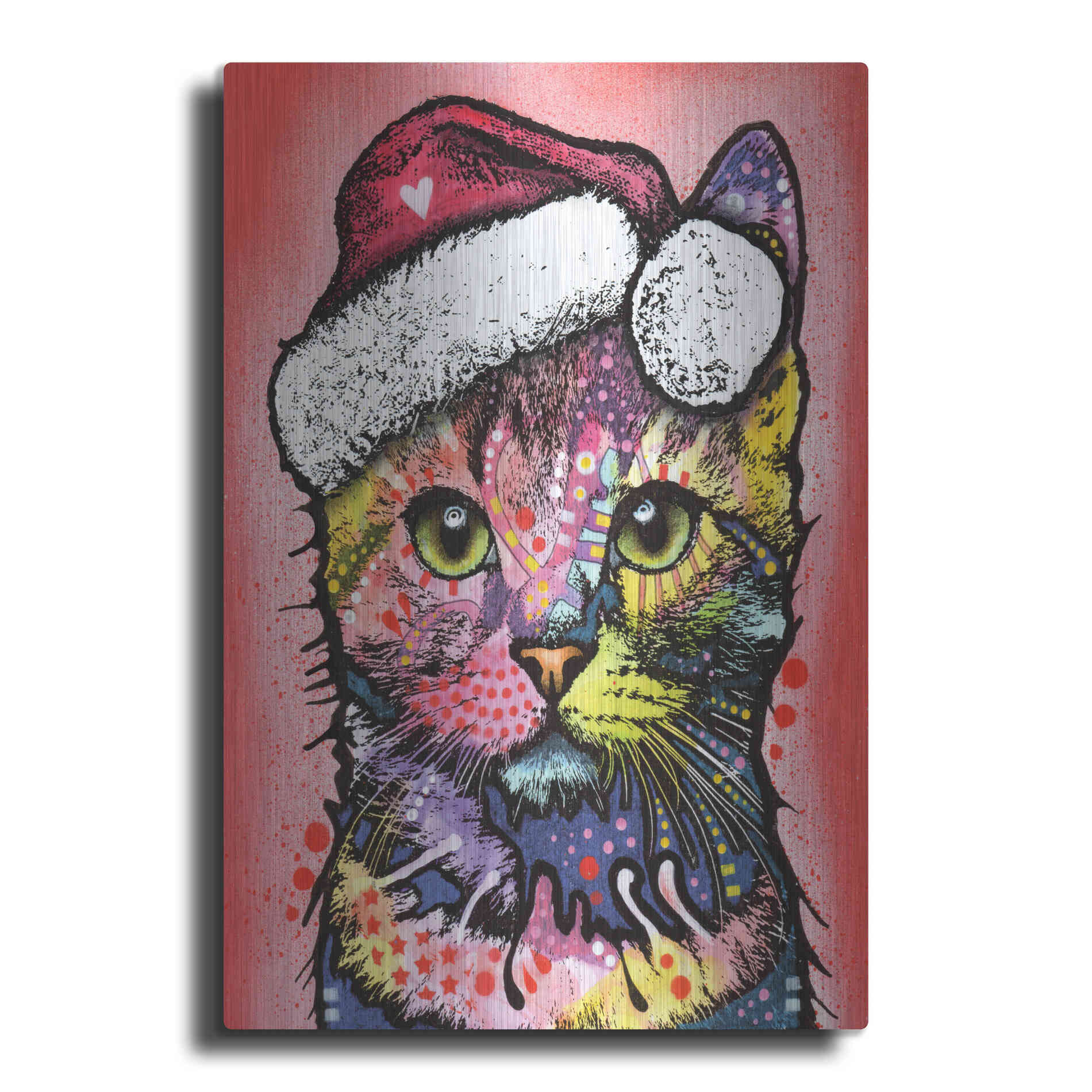 Luxe Metal Art 'Christmas Cat' by Dean Russo, Metal Wall Art