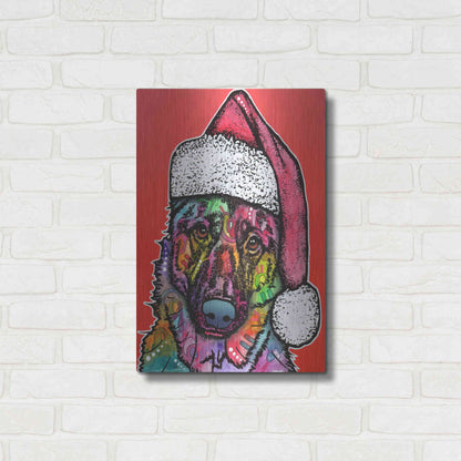 Luxe Metal Art 'Christmas Dog' by Dean Russo, Metal Wall Art,16x24