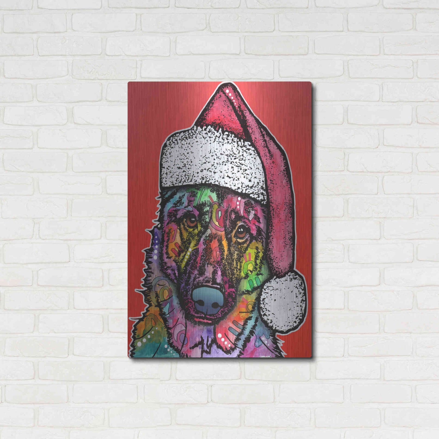 Luxe Metal Art 'Christmas Dog' by Dean Russo, Metal Wall Art,24x36