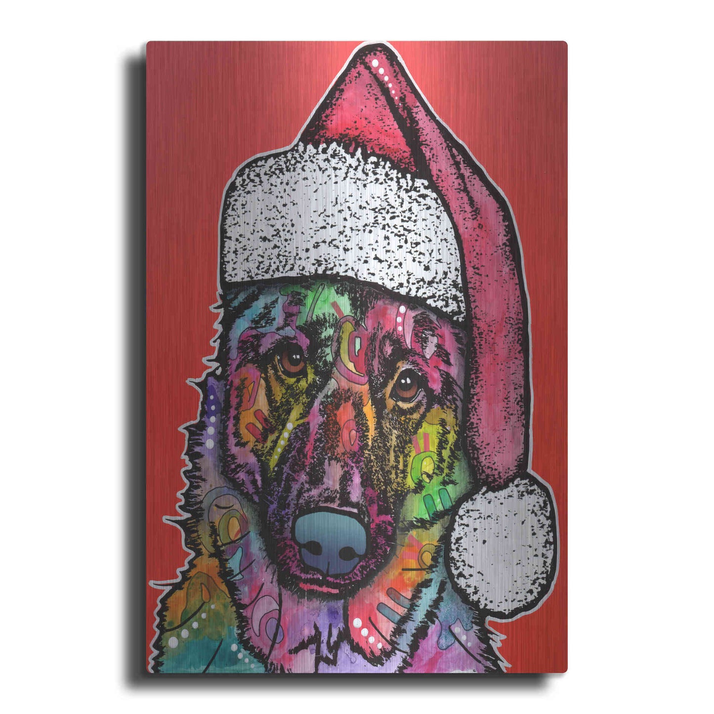 Luxe Metal Art 'Christmas Dog' by Dean Russo, Metal Wall Art