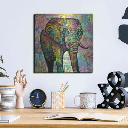 Luxe Metal Art 'Elephant Torn' by Dean Russo, Metal Wall Art,12x12