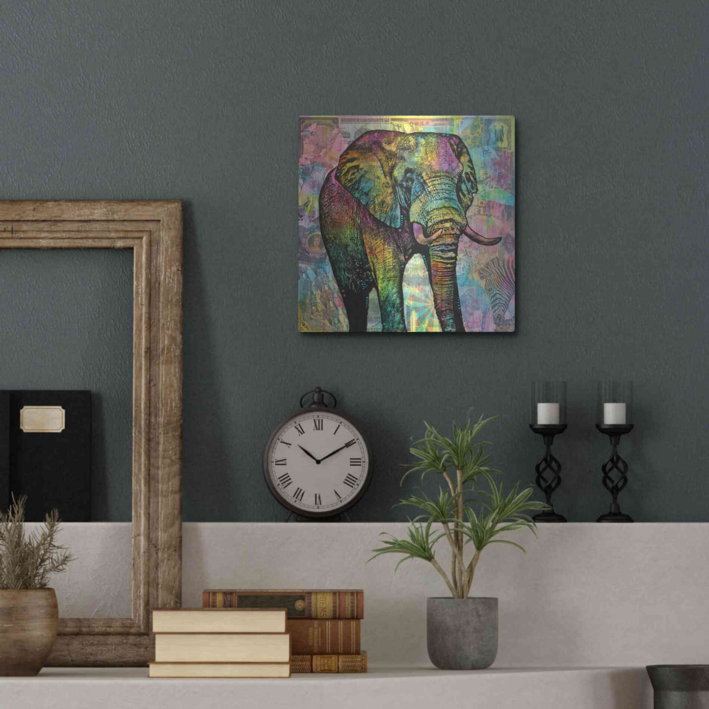 Luxe Metal Art 'Elephant Torn' by Dean Russo, Metal Wall Art,12x12