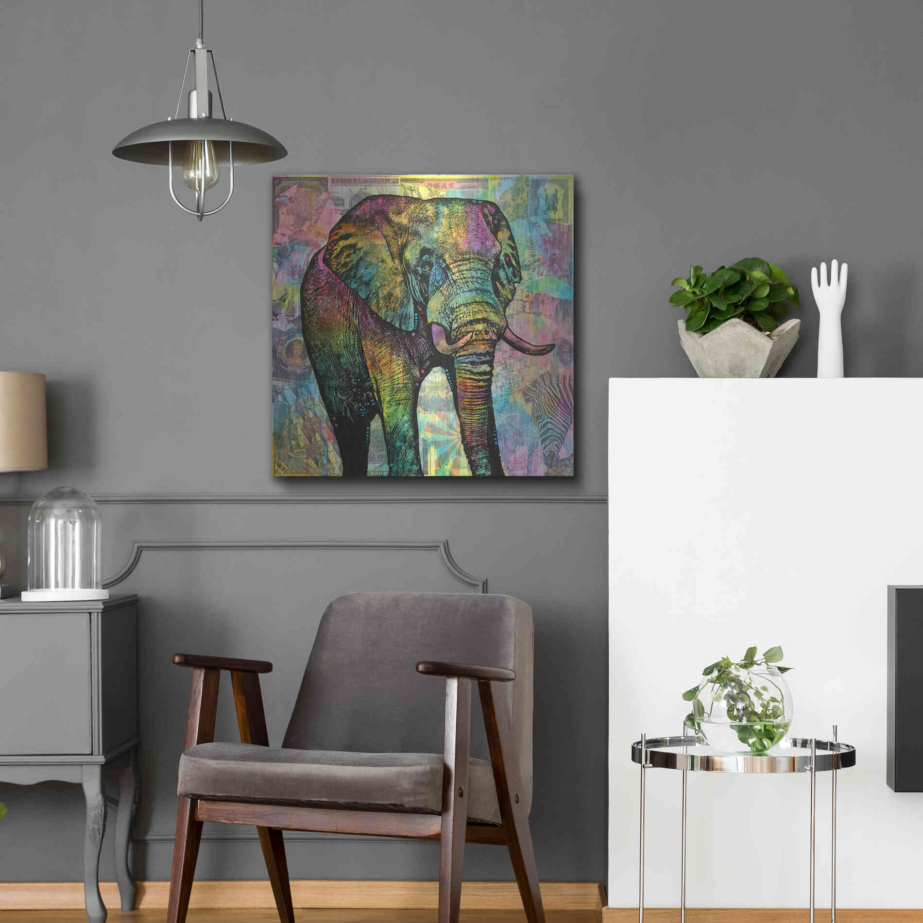 Luxe Metal Art 'Elephant Torn' by Dean Russo, Metal Wall Art,24x24