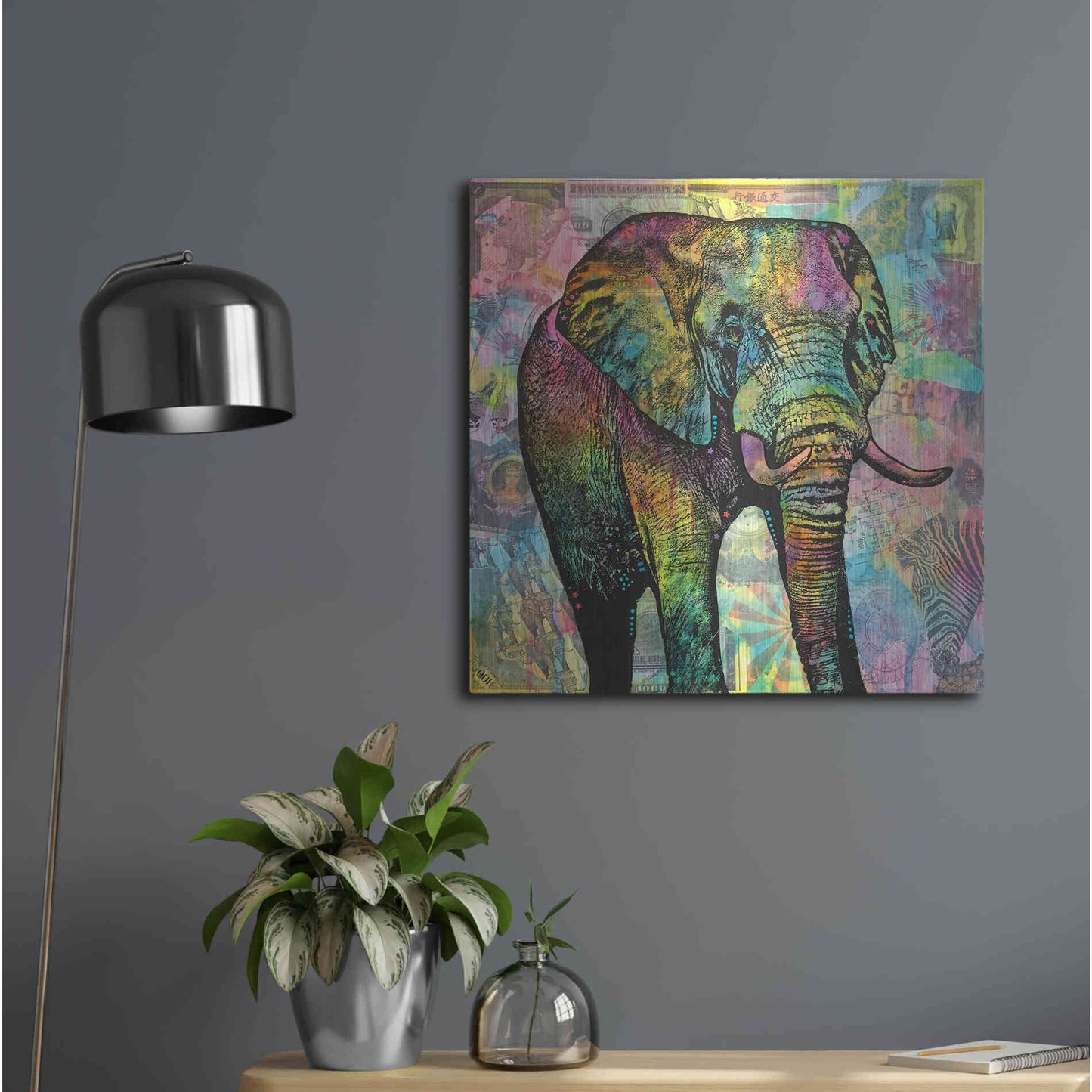 Luxe Metal Art 'Elephant Torn' by Dean Russo, Metal Wall Art,24x24