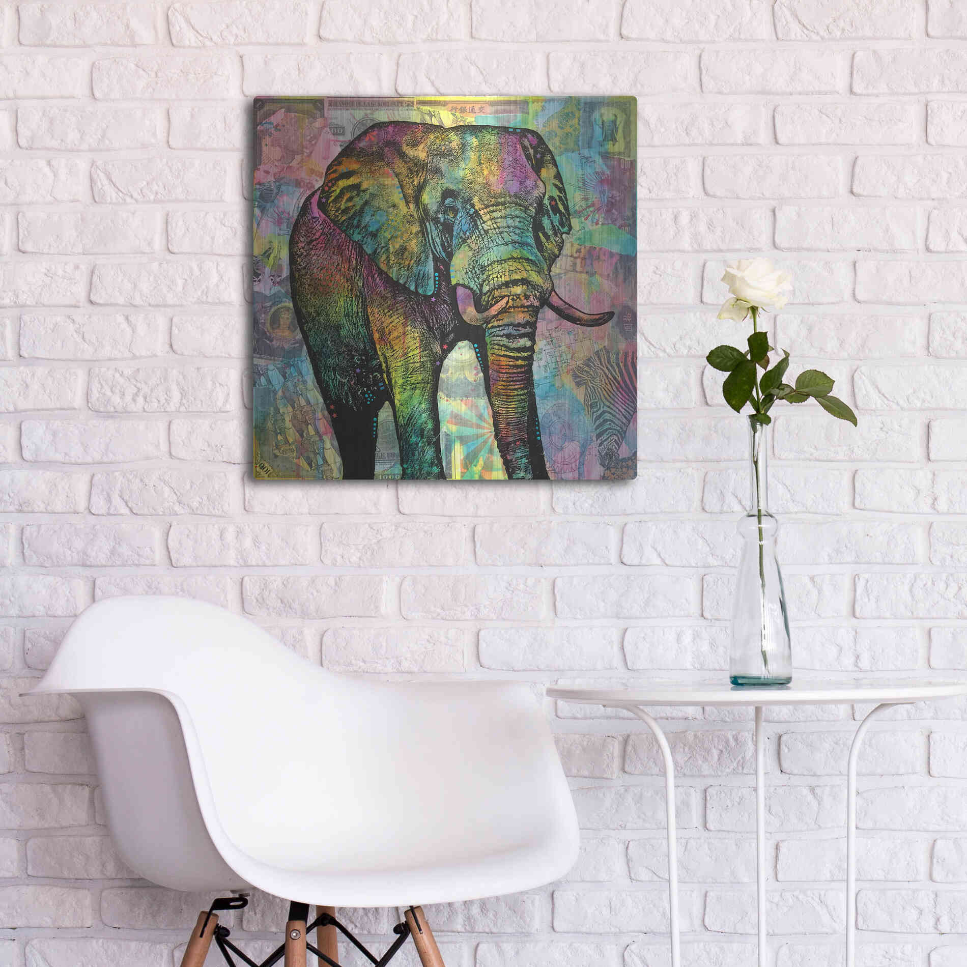 Luxe Metal Art 'Elephant Torn' by Dean Russo, Metal Wall Art,24x24