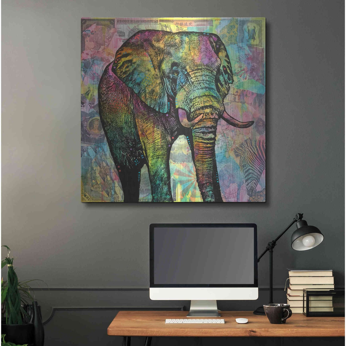 Luxe Metal Art 'Elephant Torn' by Dean Russo, Metal Wall Art,36x36