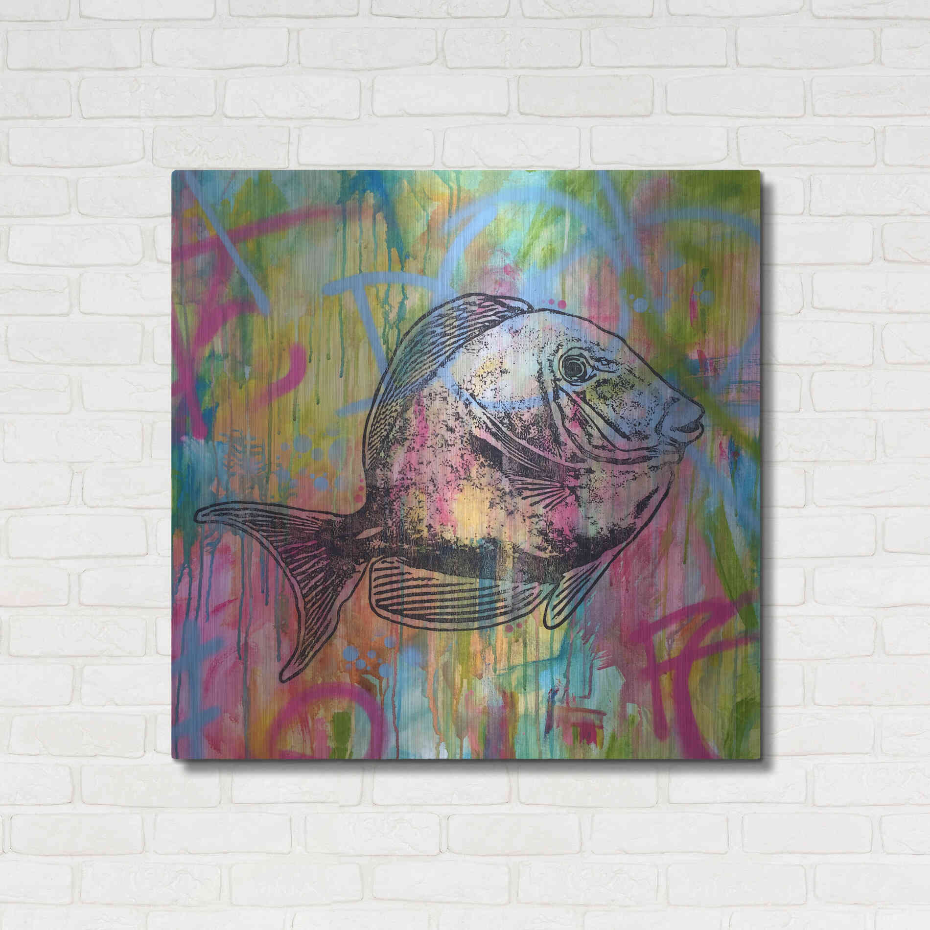 Luxe Metal Art 'Fishy Spray' by Dean Russo, Metal Wall Art,36x36