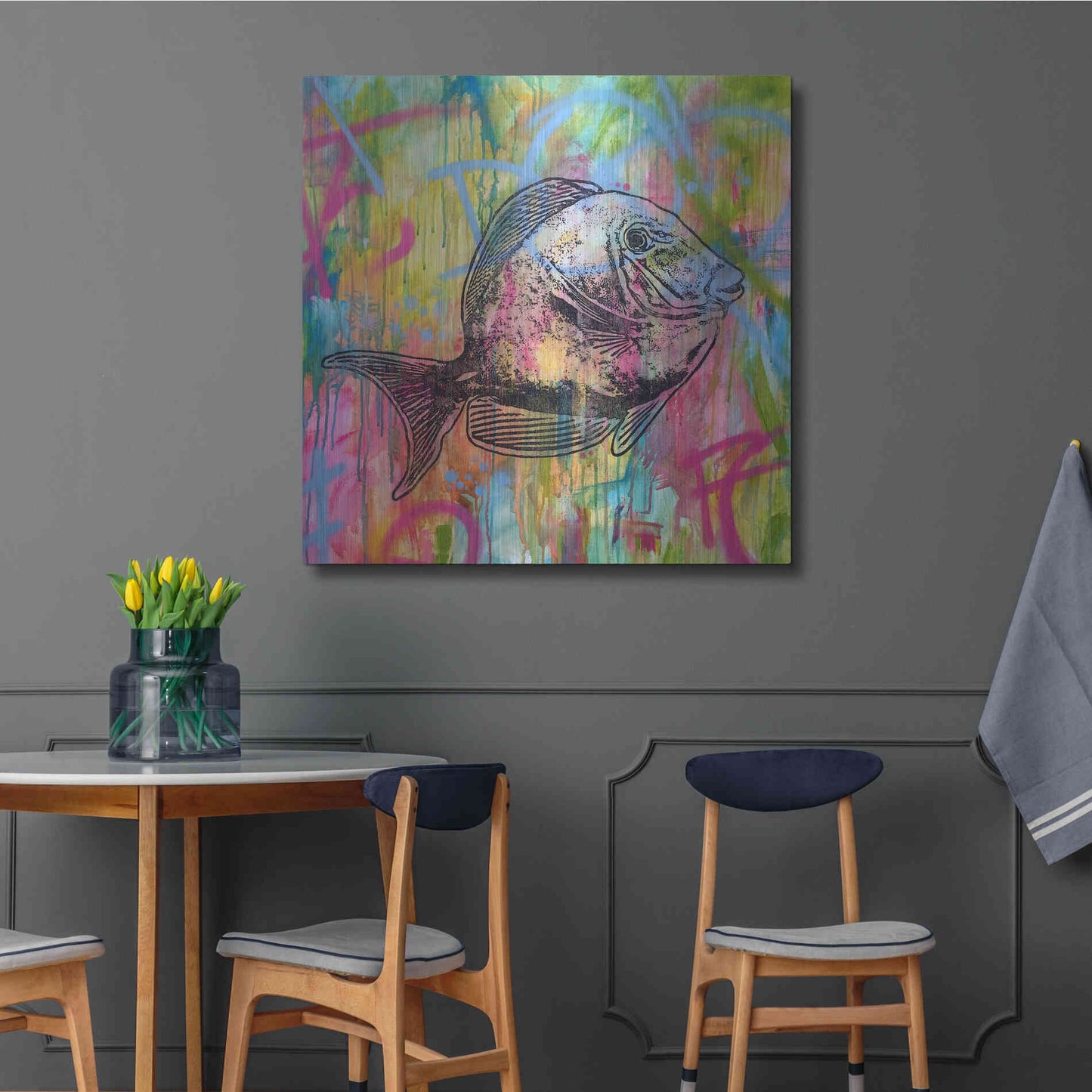 Luxe Metal Art 'Fishy Spray' by Dean Russo, Metal Wall Art,36x36