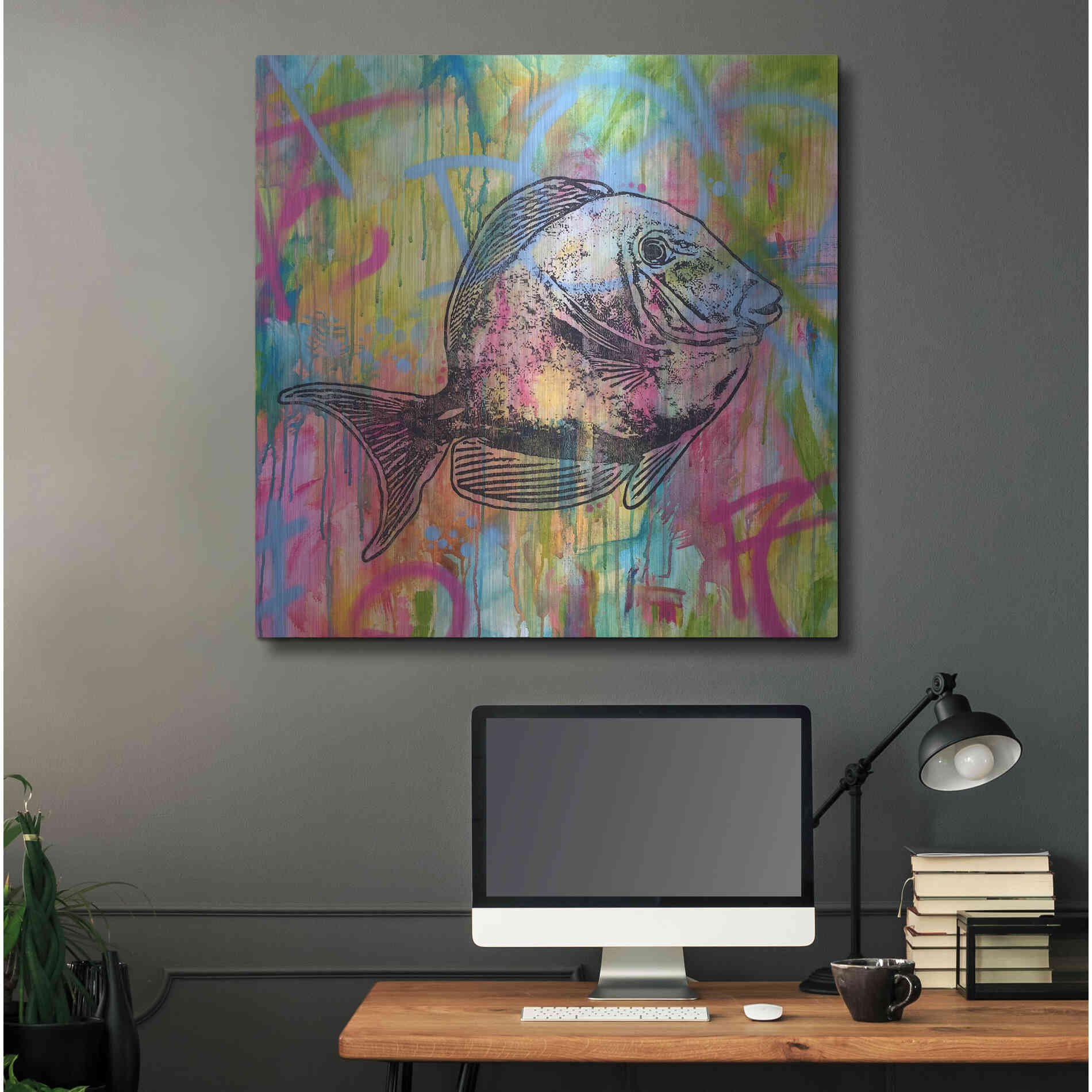 Luxe Metal Art 'Fishy Spray' by Dean Russo, Metal Wall Art,36x36