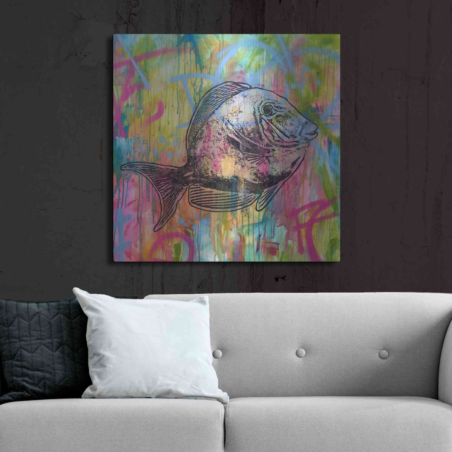 Luxe Metal Art 'Fishy Spray' by Dean Russo, Metal Wall Art,36x36