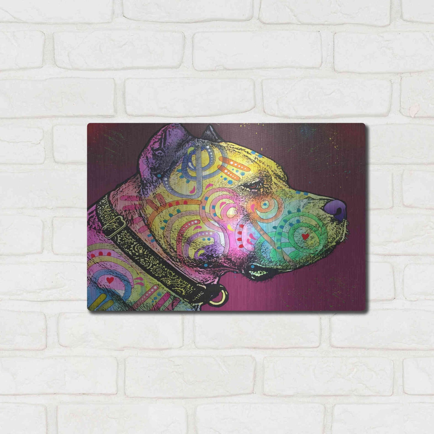 Luxe Metal Art 'Pitbull Soul' by Dean Russo, Metal Wall Art,16x12