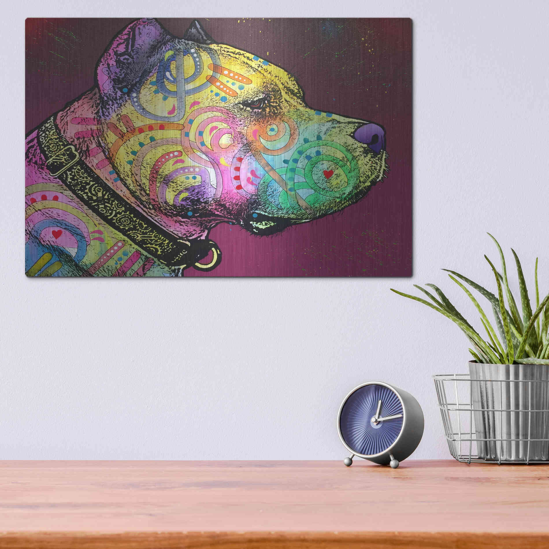 Luxe Metal Art 'Pitbull Soul' by Dean Russo, Metal Wall Art,16x12