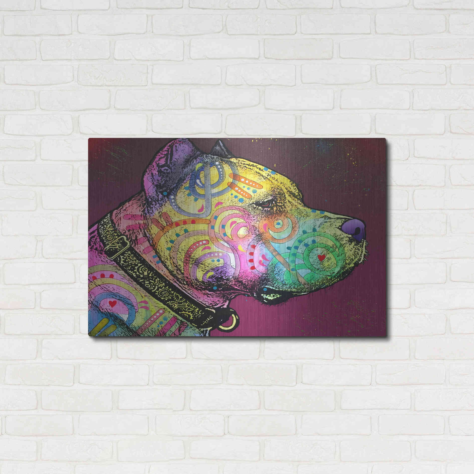 Luxe Metal Art 'Pitbull Soul' by Dean Russo, Metal Wall Art,36x24