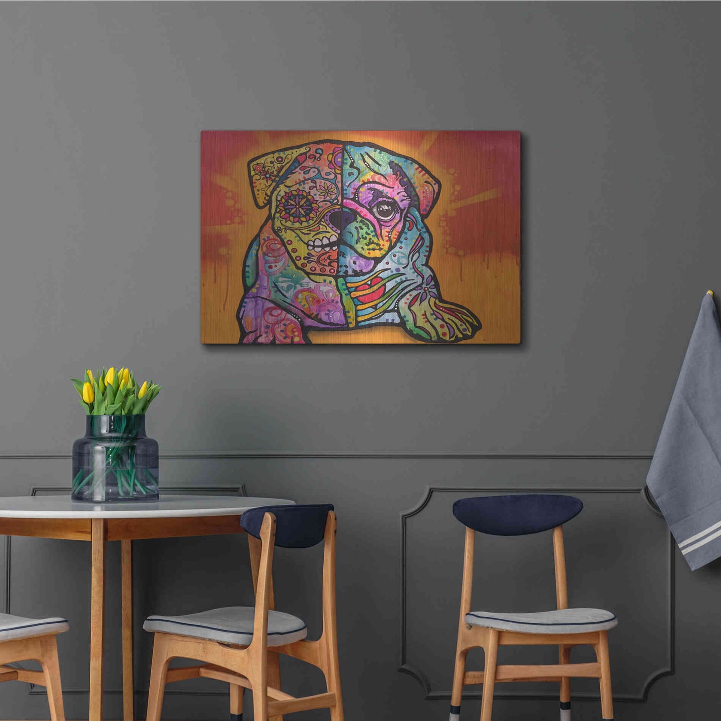 Luxe Metal Art 'Sugar Pug' by Dean Russo, Metal Wall Art,36x24