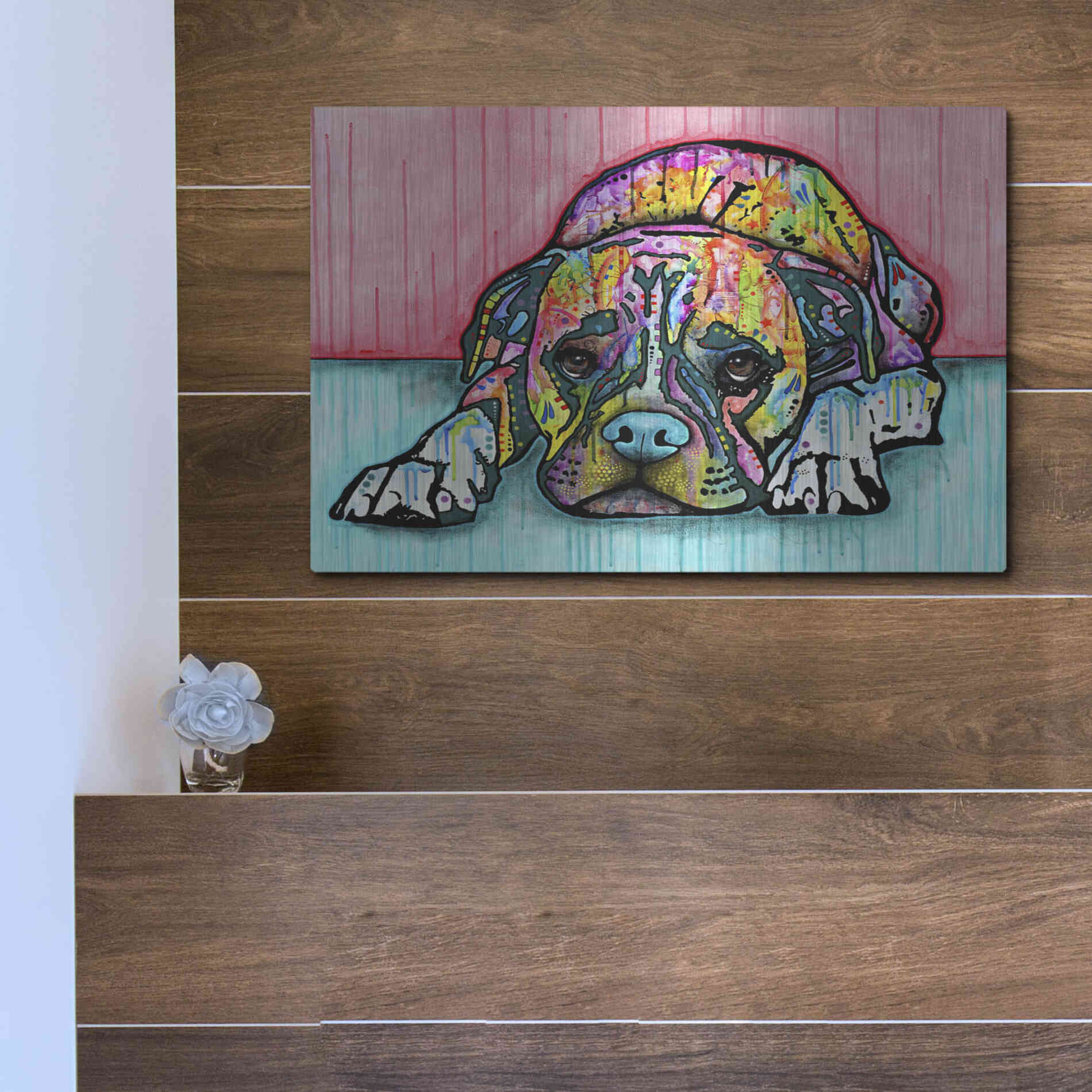 Luxe Metal Art 'Lying Boxer' by Dean Russo, Metal Wall Art,16x12