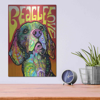 Luxe Metal Art 'Beagle Love' by Dean Russo, Metal Wall Art,12x16