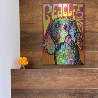 Luxe Metal Art 'Beagle Love' by Dean Russo, Metal Wall Art,12x16