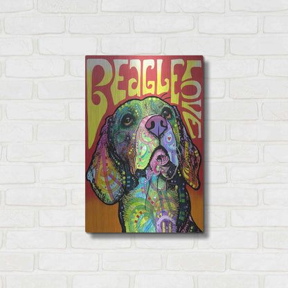 Luxe Metal Art 'Beagle Love' by Dean Russo, Metal Wall Art,16x24