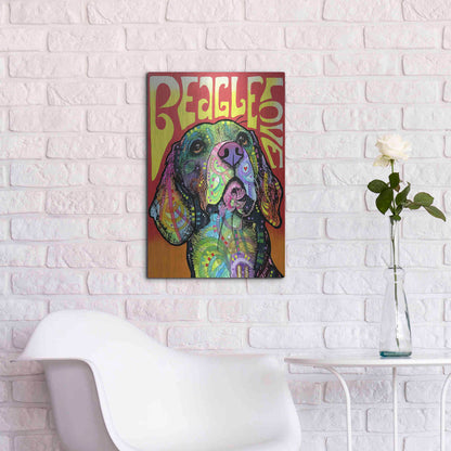 Luxe Metal Art 'Beagle Love' by Dean Russo, Metal Wall Art,16x24