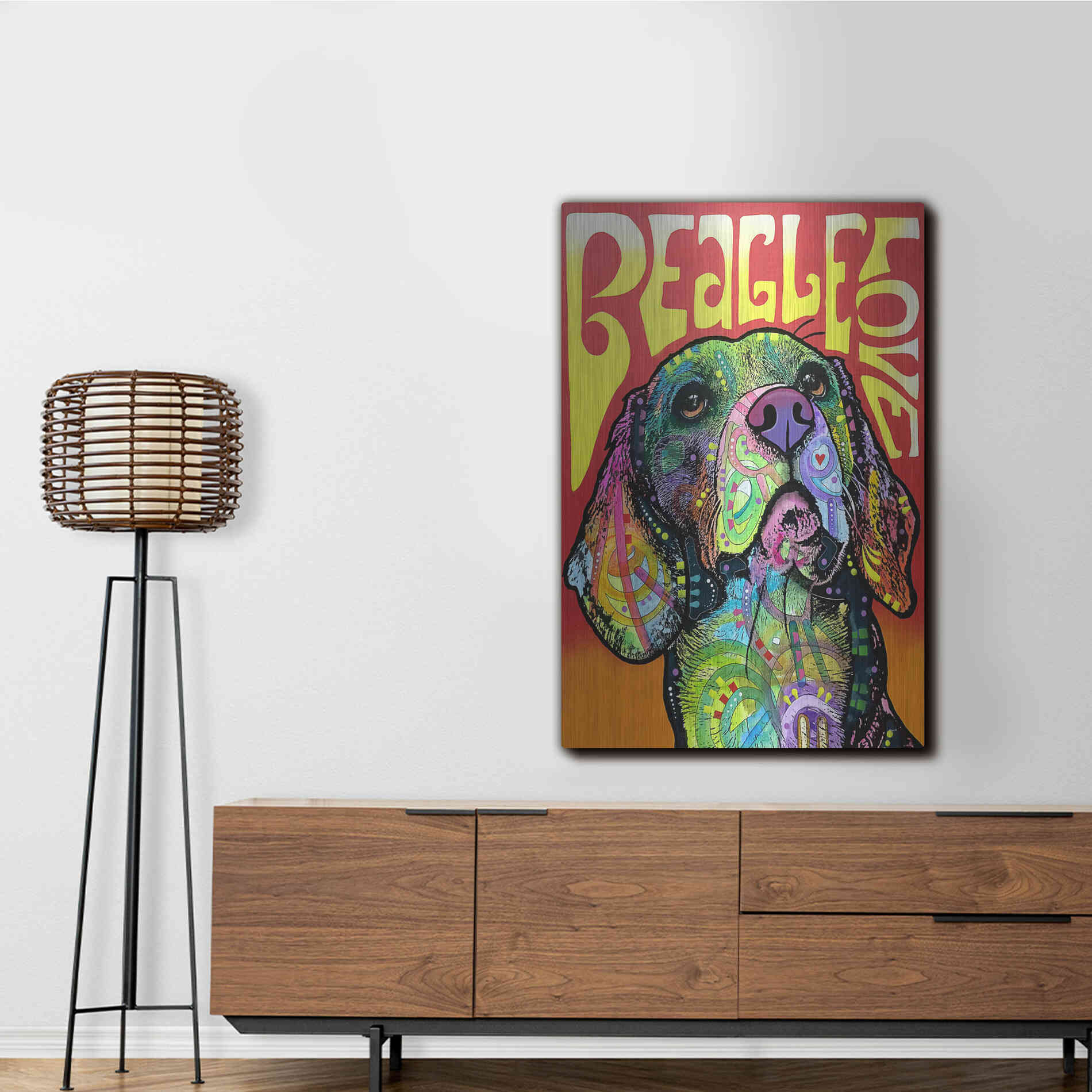 Luxe Metal Art 'Beagle Love' by Dean Russo, Metal Wall Art,24x36