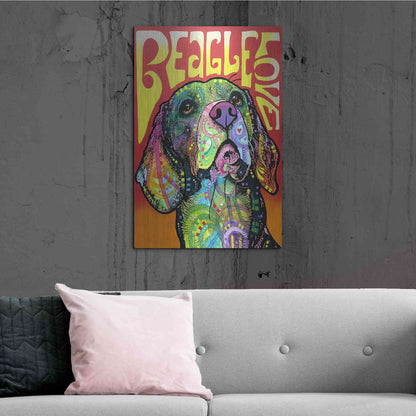 Luxe Metal Art 'Beagle Love' by Dean Russo, Metal Wall Art,24x36