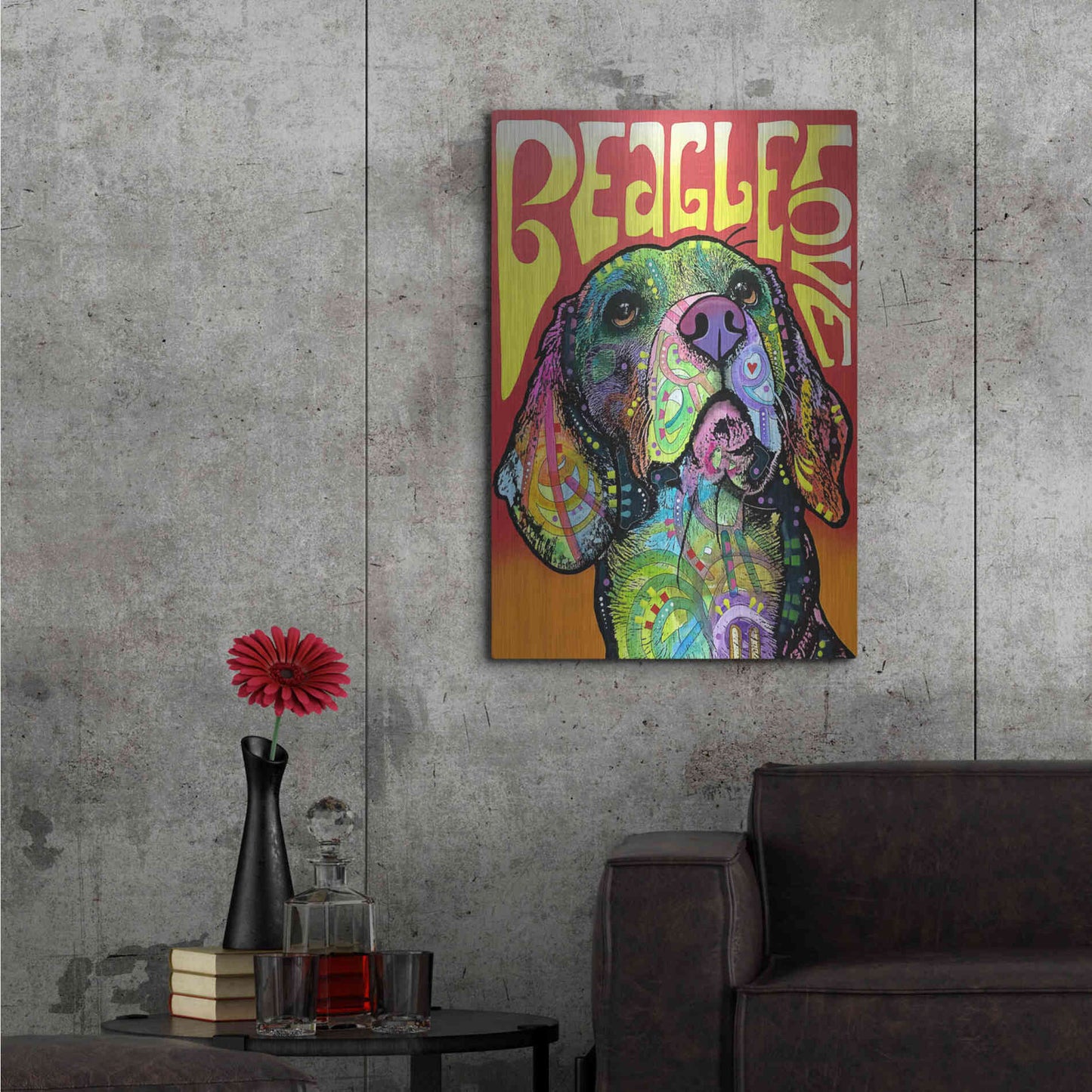 Luxe Metal Art 'Beagle Love' by Dean Russo, Metal Wall Art,24x36