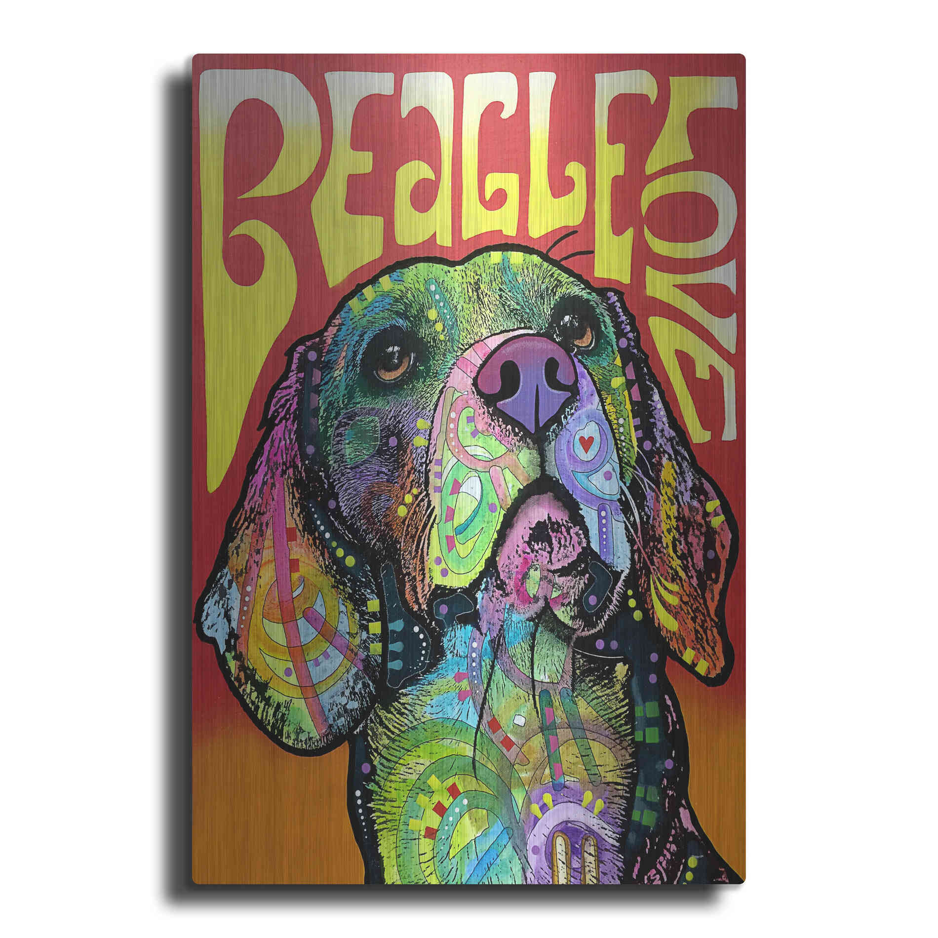 Luxe Metal Art 'Beagle Love' by Dean Russo, Metal Wall Art