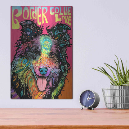 Luxe Metal Art 'Border Collie Luv' by Dean Russo, Metal Wall Art,12x16