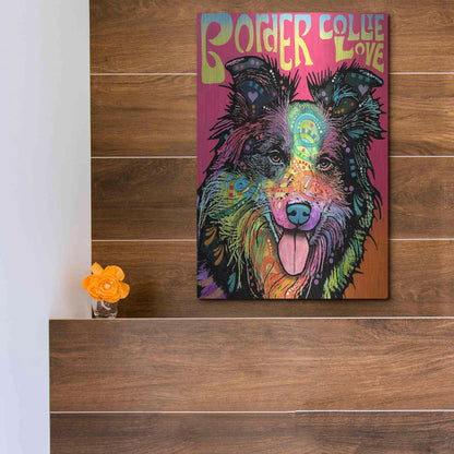 Luxe Metal Art 'Border Collie Luv' by Dean Russo, Metal Wall Art,12x16