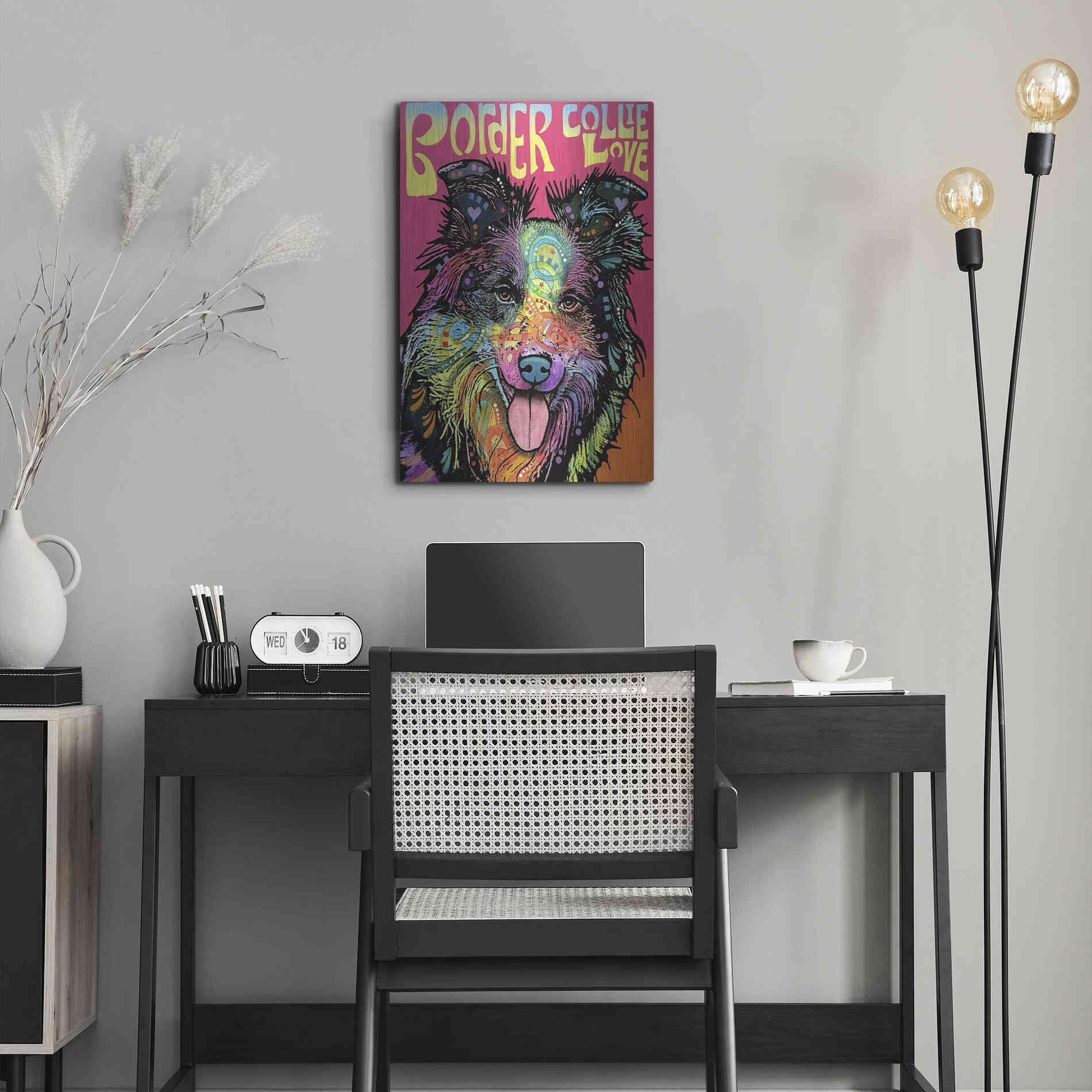 Luxe Metal Art 'Border Collie Luv' by Dean Russo, Metal Wall Art,16x24