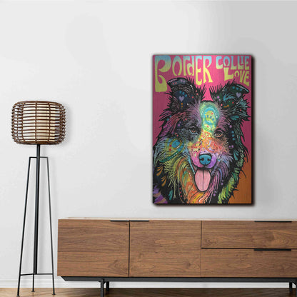 Luxe Metal Art 'Border Collie Luv' by Dean Russo, Metal Wall Art,24x36