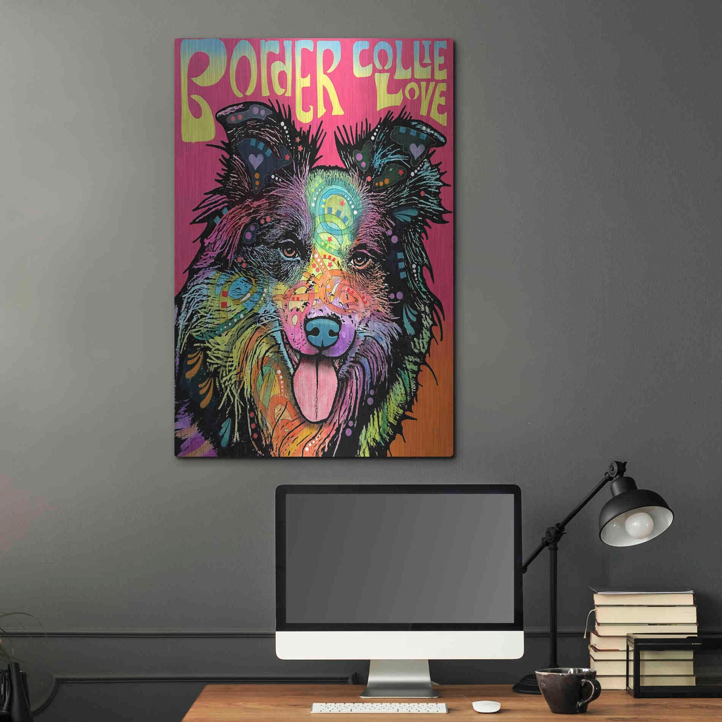 Luxe Metal Art 'Border Collie Luv' by Dean Russo, Metal Wall Art,24x36