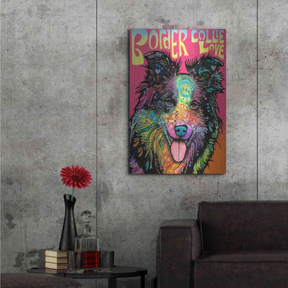 Luxe Metal Art 'Border Collie Luv' by Dean Russo, Metal Wall Art,24x36