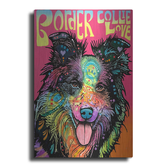 Luxe Metal Art 'Border Collie Luv' by Dean Russo, Metal Wall Art