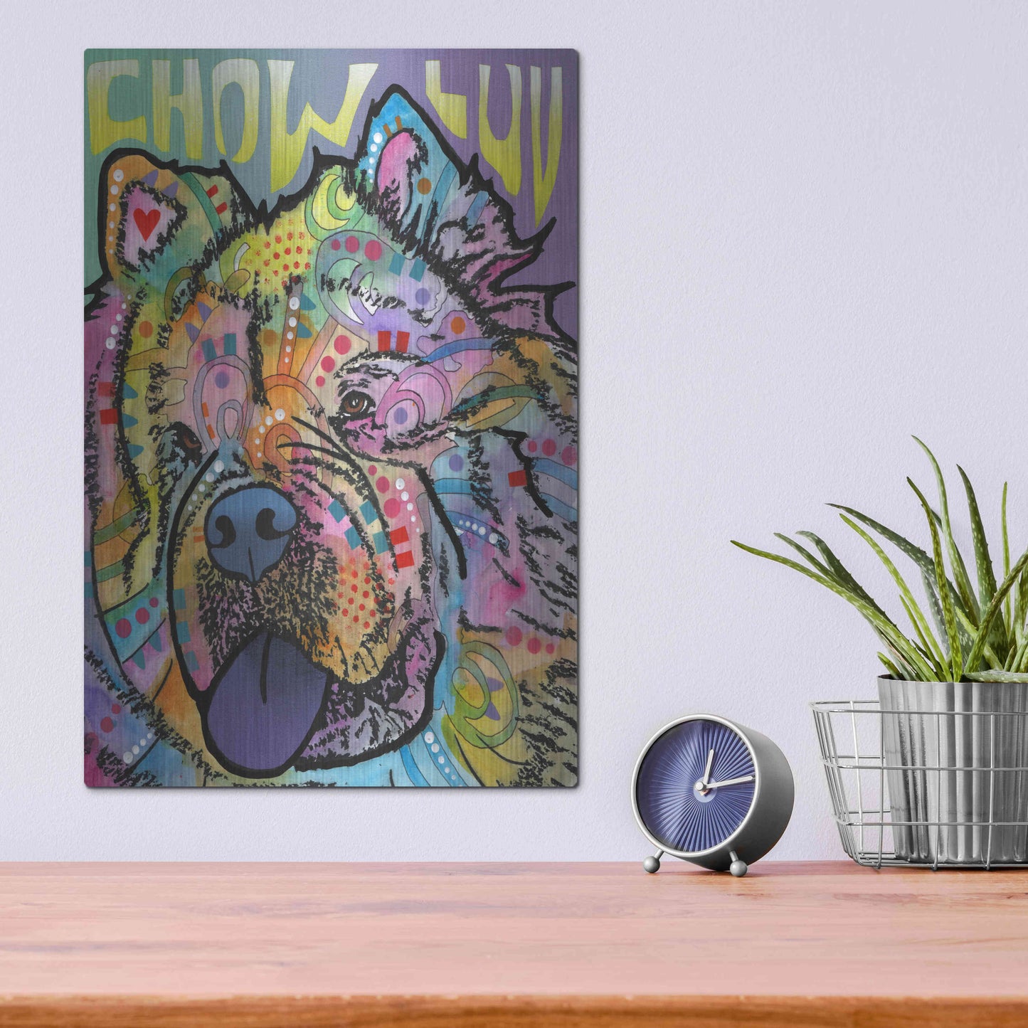 Luxe Metal Art 'Chow Love' by Dean Russo, Metal Wall Art,12x16