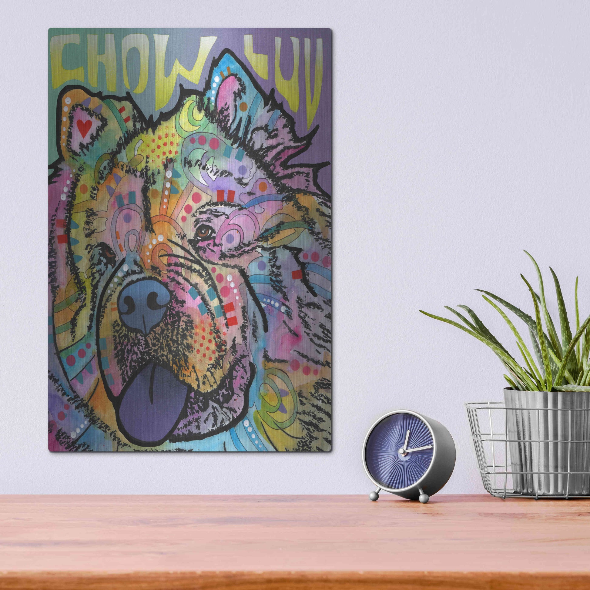 Luxe Metal Art 'Chow Love' by Dean Russo, Metal Wall Art,12x16