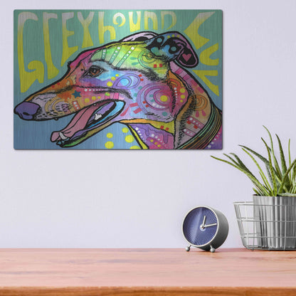 Luxe Metal Art 'Greyhound Luv' by Dean Russo, Metal Wall Art,16x12