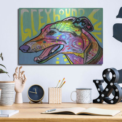 Luxe Metal Art 'Greyhound Luv' by Dean Russo, Metal Wall Art,16x12