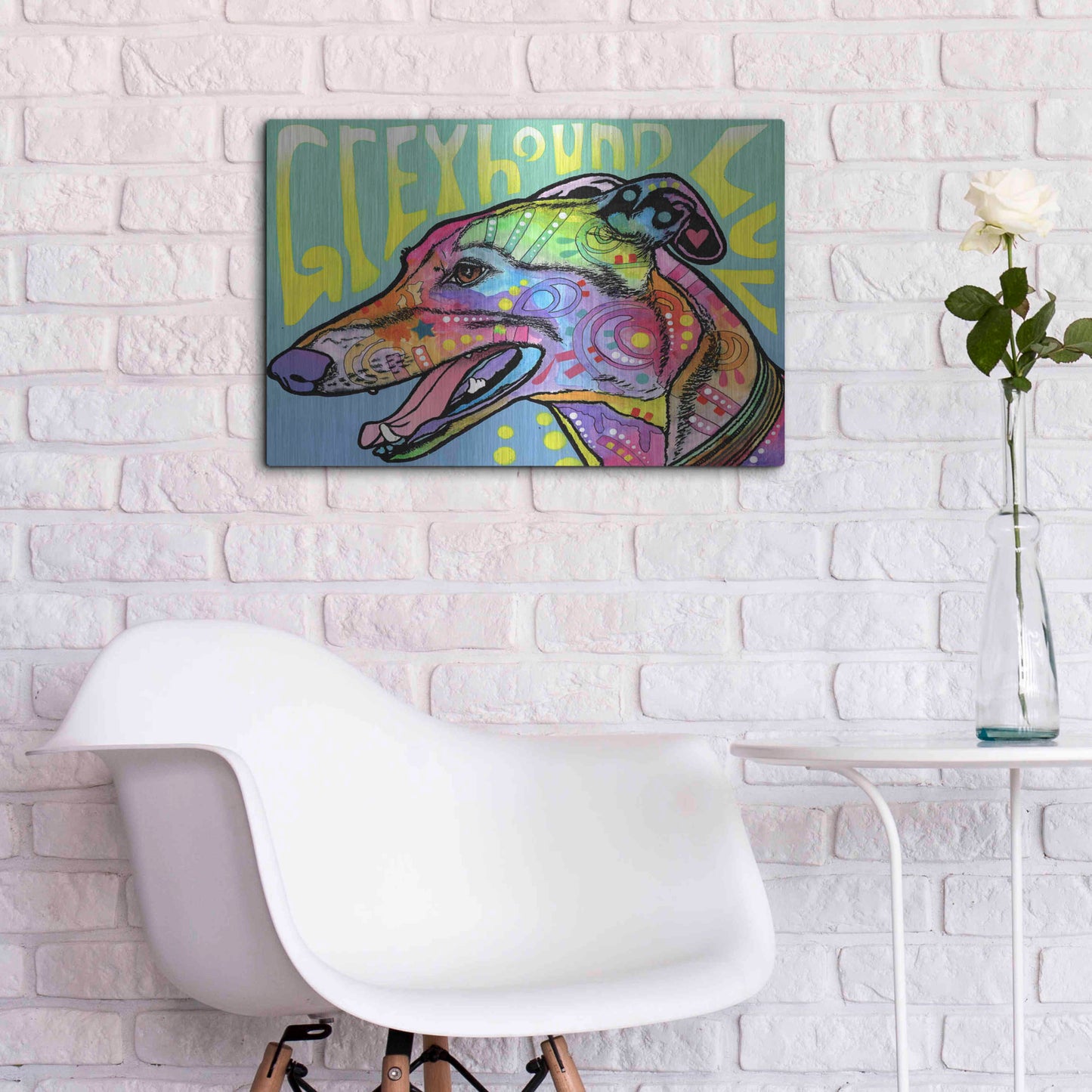 Luxe Metal Art 'Greyhound Luv' by Dean Russo, Metal Wall Art,24x16