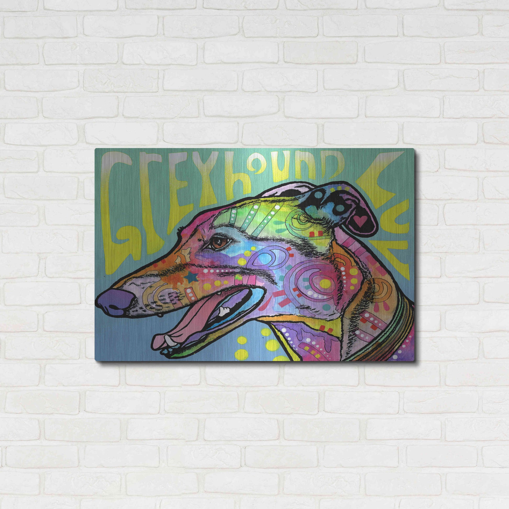 Luxe Metal Art 'Greyhound Luv' by Dean Russo, Metal Wall Art,36x24