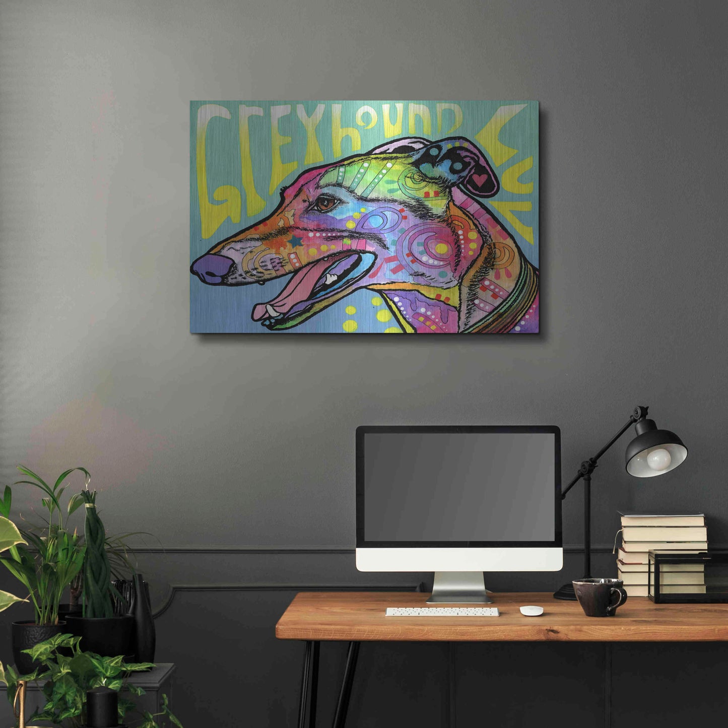 Luxe Metal Art 'Greyhound Luv' by Dean Russo, Metal Wall Art,36x24